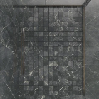 Marmor Mosaik Klinker Soapstone Premium Mörkgrå Matt 30x30 (7x7) cm